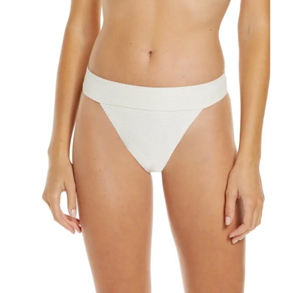 Chelsea 28 Banded Textured Bikini Bottom Cream Size XL Cheeky Bottoms